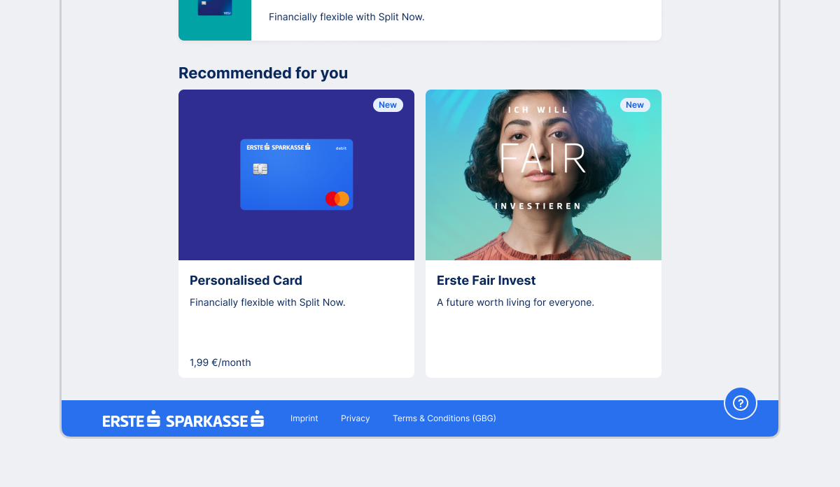 Recommended Products in Subpage Web