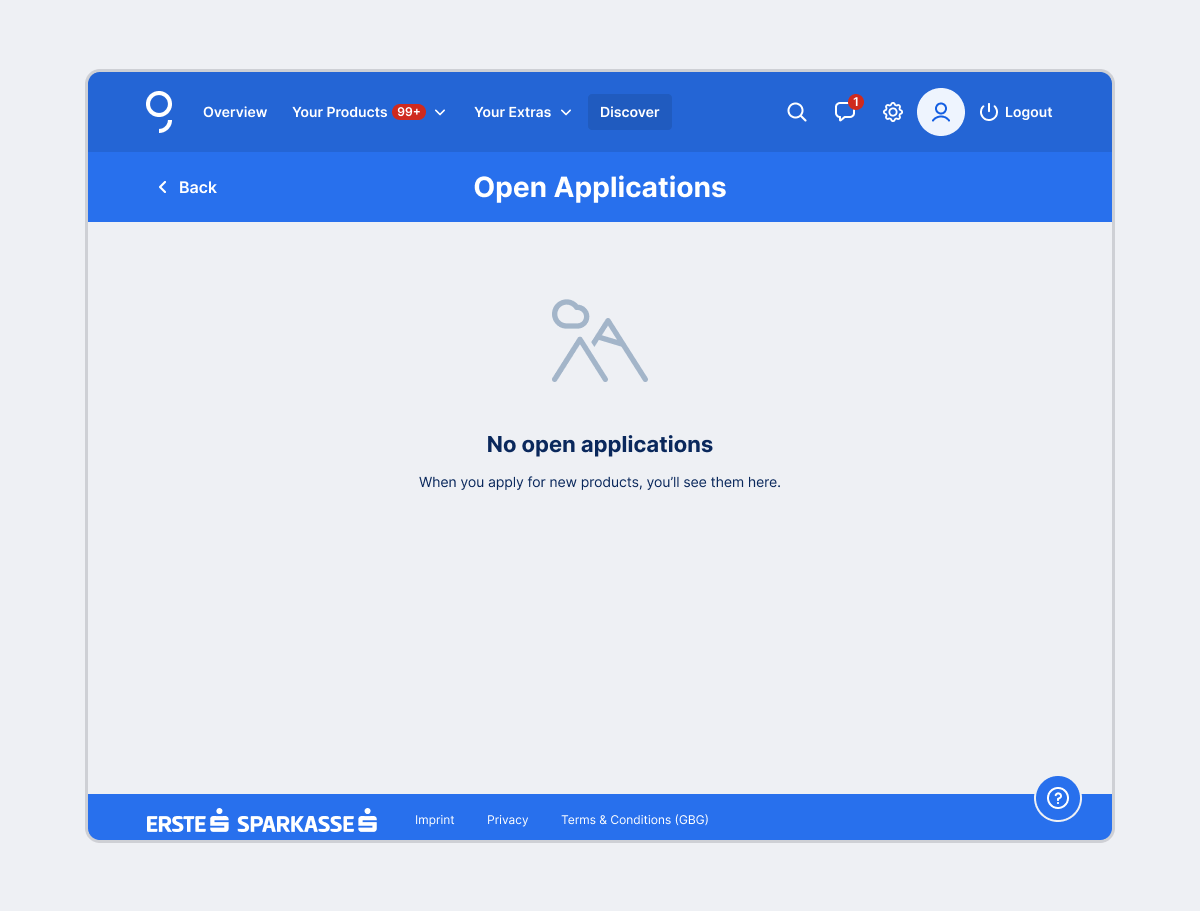 No Open Applications Empty State Web