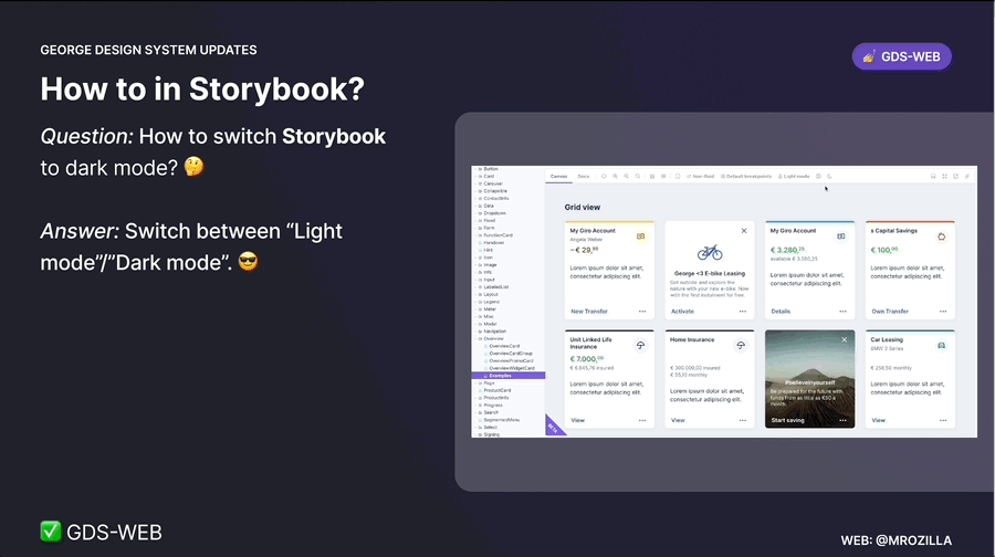 Explanation on how to switch to dark mode in Storybook