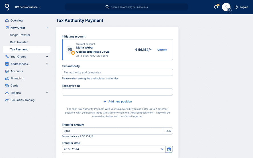 George Business tax payment page