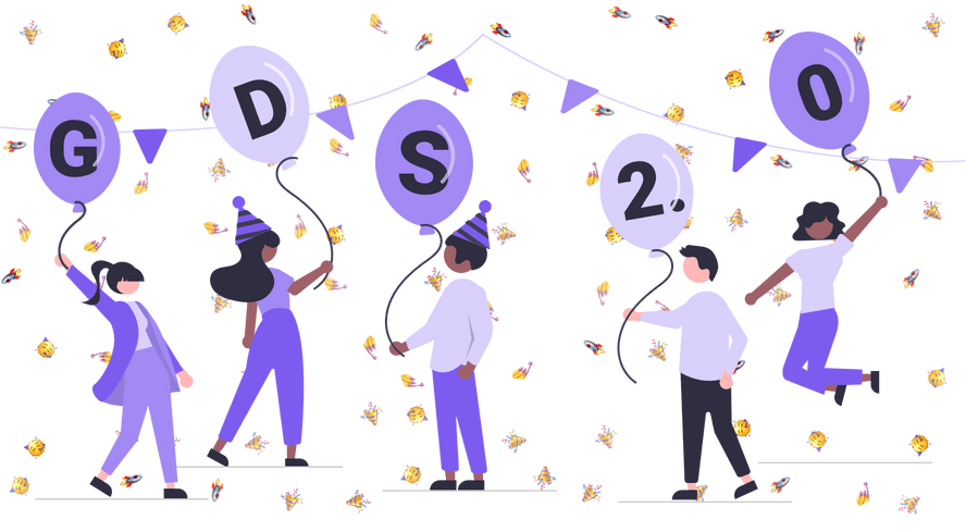 Illustration of people celebrating GDS 2.0
